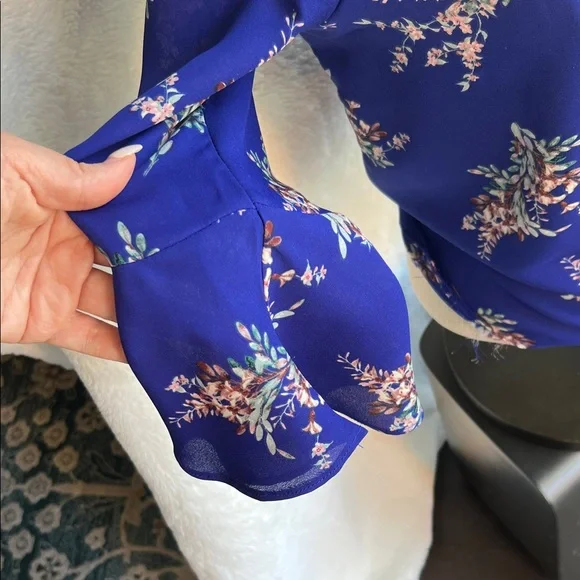 Sienna Sky Royal Blue Floral Blouse - Picture 5 of 6